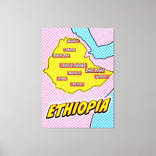 Pop Art Illustrated Ethiopia map Canvas Print