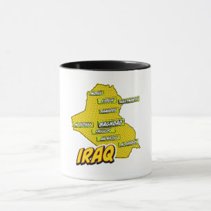 Pop Art Illustrated Iraq map Mug
