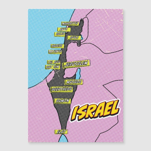 Pop Art Illustrated Israel map (Front)