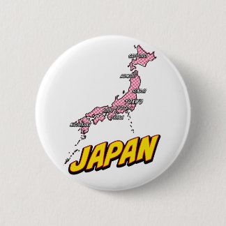 Pop Art Illustrated Japan map 2 Inch Round Button
