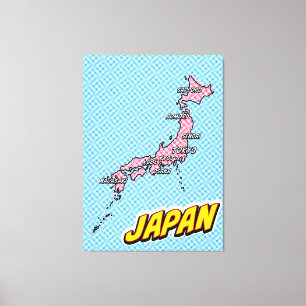 Pop Art Illustrated Japan map Canvas Print