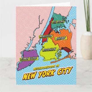 Pop Art Illustrated New York City map Card
