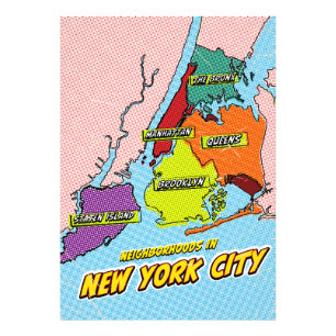 Pop Art Illustrated New York City map Photo Print