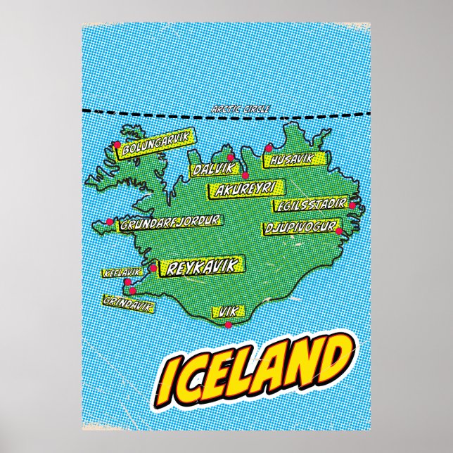 Pop Art Illustrated New York City map Poster (Front)