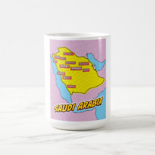 Pop Art Illustrated Saudi Arabia map Coffee Mug