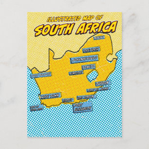 Pop Art Illustrated South Africa  Holiday Postcard