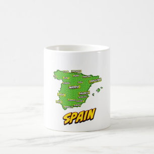 Pop Art Illustrated Spain map Coffee Mug