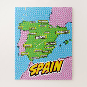 Pop Art Illustrated Spain map Jigsaw Puzzle