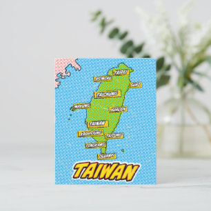Pop Art Illustrated Taiwan map