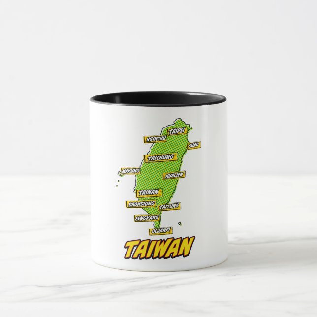 Pop Art Illustrated Taiwan map Mug (Center)