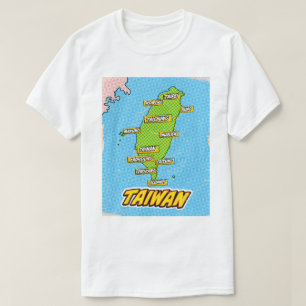 Pop Art Illustrated Taiwan map T-Shirt