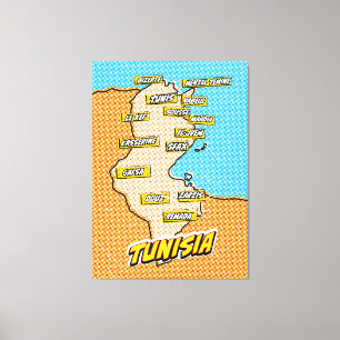 Pop Art Illustrated Tunisia map Canvas Print