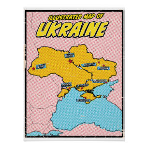 Pop Art Illustrated Ukraine  Poster