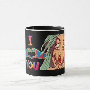Pop Art Illustration of Heart Hands - I Love you Mug