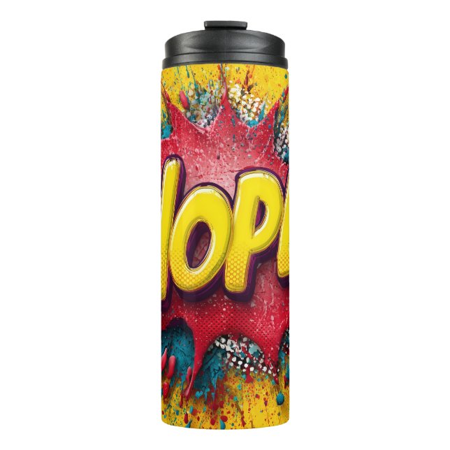 Pop Art Illustration with Bold Yellow 'NOPE Thermal Tumbler (Front)