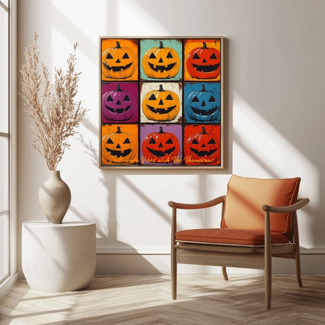 Pop Art Jack-o'-Lantern Grid Halloween Wall Art (Creator Uploaded)