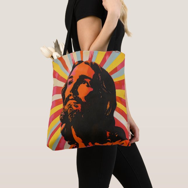 Pop Art Jesus Christ Tote Bag (Close Up)