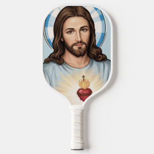 Pop Art Jesus Sacred Heart Vintage Comic Style Pickleball Paddle