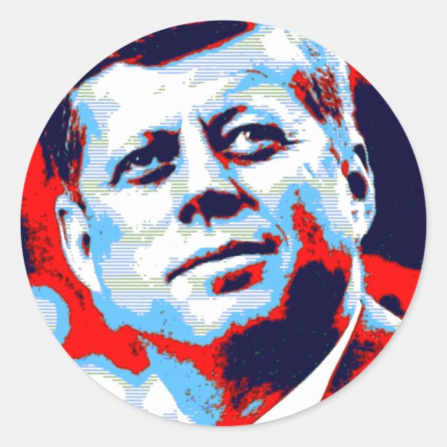 Pop Art JFK John F. Kennedy Red Blue Classic Round Sticker (Front)