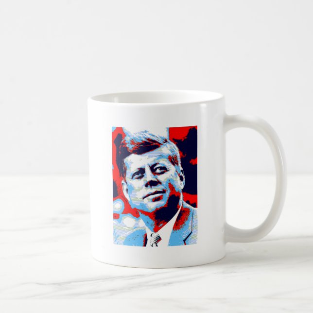 Pop Art JFK John F. Kennedy Red Blue Coffee Mug (Right)