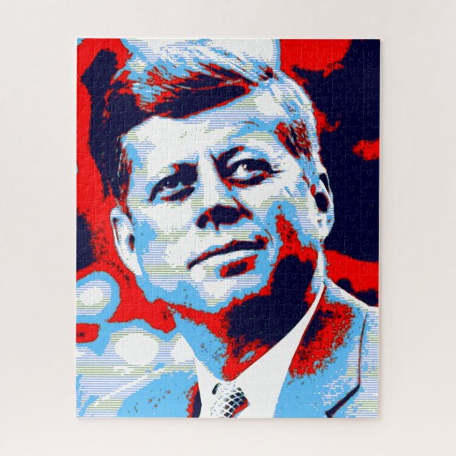 Pop Art JFK John F. Kennedy Red Blue Jigsaw Puzzle (Vertical)
