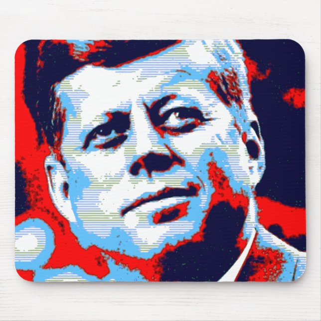 Pop Art JFK John F. Kennedy Red Blue Mouse Pad (Front)