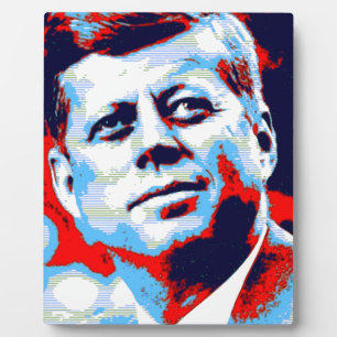 Pop Art JFK John F. Kennedy Red Blue Plaque