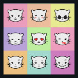 Pop Art Kawaii Cat Emoji Poster<br><div class="desc">Pop Art Kawaii Cat Emoji</div>