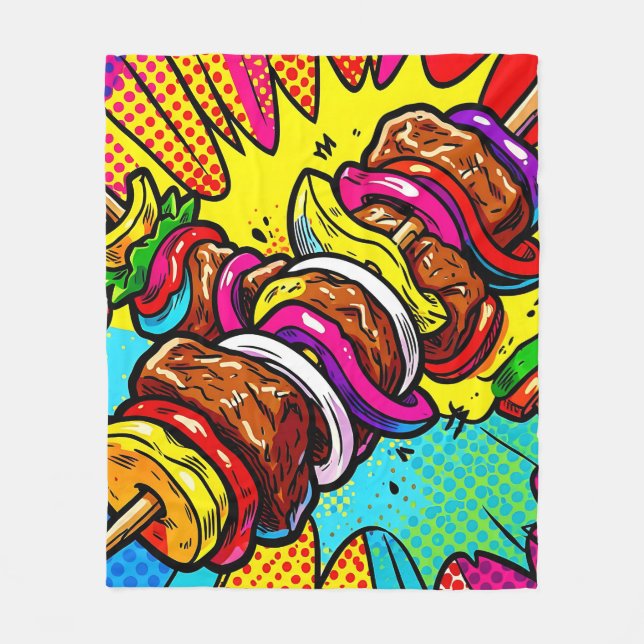 Pop Art Kebab Explosion Fleece Blanket (Front)