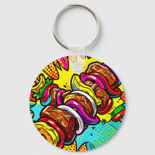 Pop Art Kebab Explosion Keychain