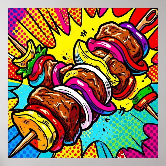 Pop Art Kebab Explosion Poster (Front)