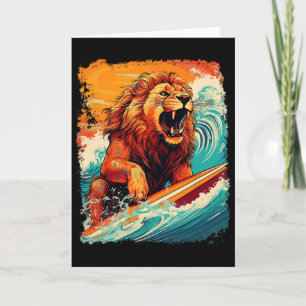 Pop Art King Jungle Animal Lion Paddle Board Surfi Card