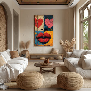 Pop Art Kisses and Hearts: Vibrant Love Photo Print