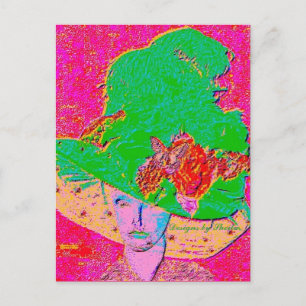 Pop art lady, postcard