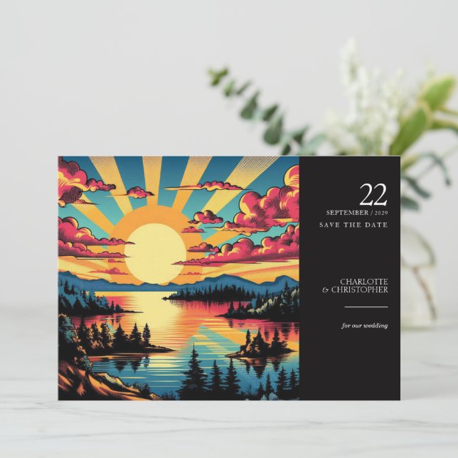 Pop Art Lake Save The Date (Standing Front)