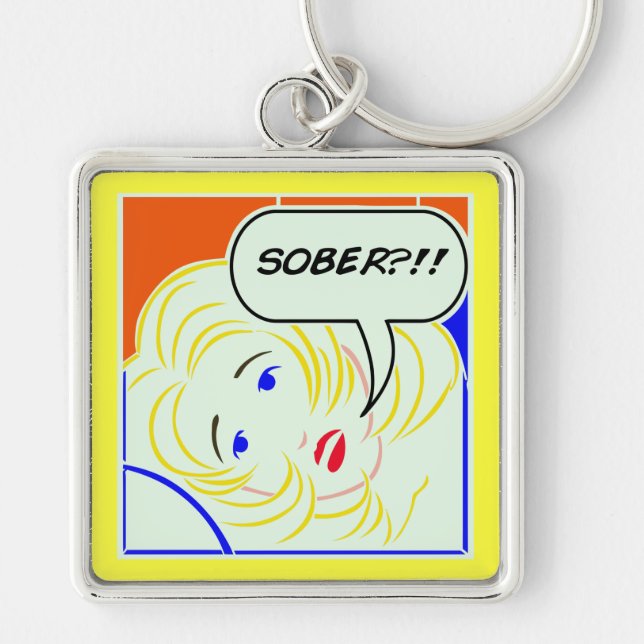 Pop art Lichtenstein style Sober Keychain (Front)