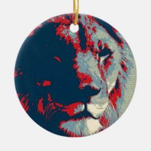 Pop Art Lion Ceramic Ornament