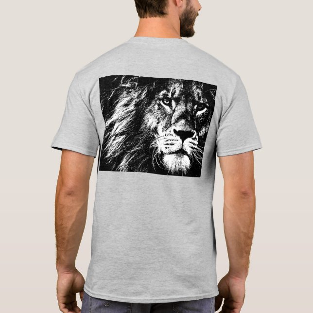 Pop Art Lion Face Back Side Print Template Mens T-Shirt (Back)