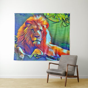 Pop Art Lion Tapestry