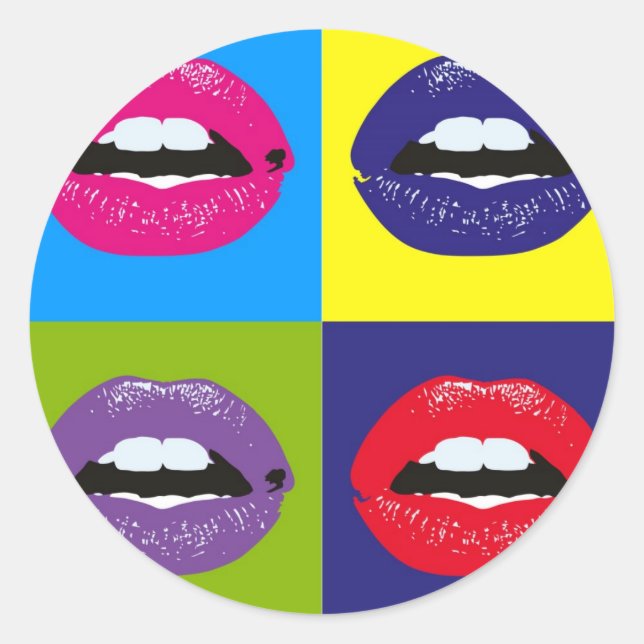 Pop Art Lips Pattern Deisgn Classic Round Sticker (Front)