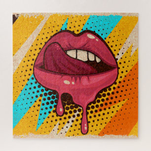 Pop Art Lips: Vintage Trendy Jigsaw Puzzle