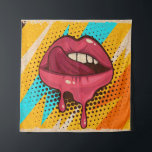 Pop Art Lips: Vintage Trendy Tapestry<br><div class="desc">Pink, red lips, mouth and tongue icon on pop art retro vintage colourful background. Trendy and fashion colour illustration easy editable for Your design of poster and banner. Pop Art Vibes: Retro Colourful Mouth on Playful Background. Pop Art Temptation: Retro Glamour, Bold Lips, Vibrant Messaging. art, pop, background, retro, mouth,...</div>