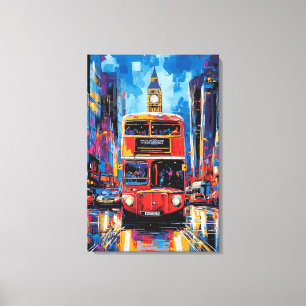Pop Art London Bus with Big Ben Backdrop Canvas Print