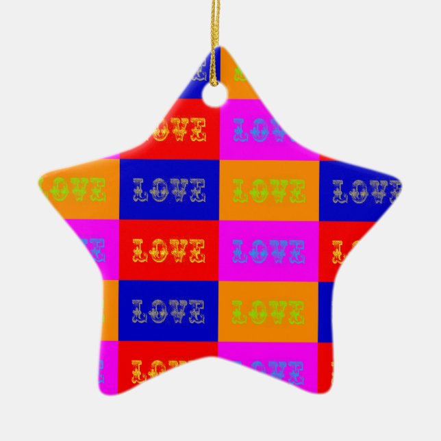 Pop Art Love Ceramic Ornament (Front)