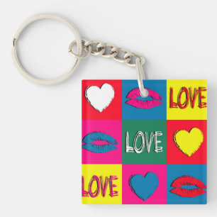 Pop art love keychain
