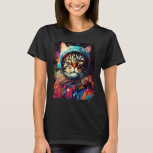 Pop Art Maine Coon Cat Space Astronaut T-Shirt
