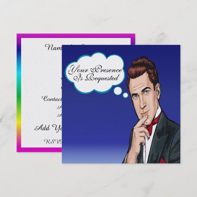 Pop Art Man Formal Celebration Invitation (Front/Back)