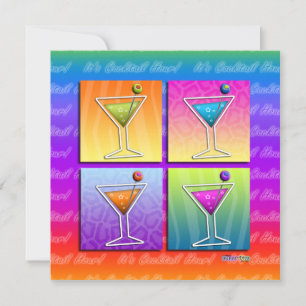 Pop Art MARTINIS Party INVITATION (sq.