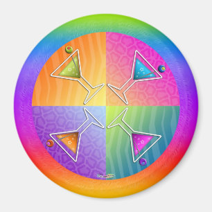 Pop Art MARTINIS ROUND MAGNET
