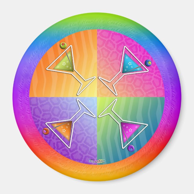 Pop Art MARTINIS ROUND MAGNET (Devant)